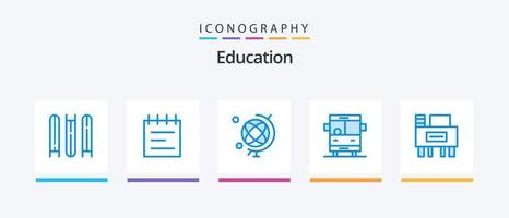 onderwijs blauw 5 icoon pak inclusief bureau. school- bus. onderwijs. school. bus. creatief pictogrammen ontwerp vector