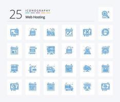 web hosting 25 blauw kleur icoon pak inclusief steun. reparatie. databank. web. commentaar vector