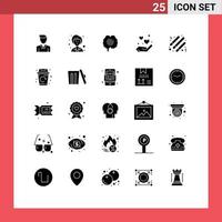 reeks van 25 modern ui pictogrammen symbolen tekens voor nacht sauna hersenen liefde hart bewerkbare vector ontwerp elementen