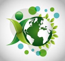 milieuvriendelijke poster met planeet aarde en bladeren vector