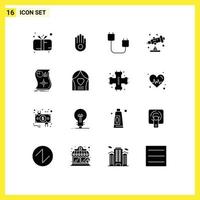 pictogram reeks van 16 gemakkelijk solide glyphs van liefde telescoop computers school- hardware bewerkbare vector ontwerp elementen