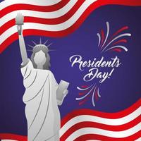 gelukkige presidentendagviering poster met Amerikaans standbeeld vector