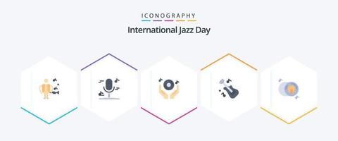 Internationale jazz- dag 25 vlak icoon pak inclusief multimediaal. DVD. hand. CD. instrument vector