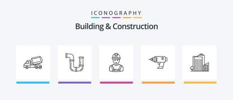 gebouw en bouw lijn 5 icoon pak inclusief voertuig. cement. haak. vrachtwagen. sleutelgat. creatief pictogrammen ontwerp vector