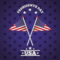 gelukkige presidentendag viering poster met vlaggen van de VS. vector