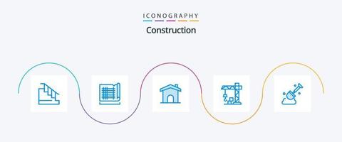 bouw blauw 5 icoon pak inclusief hulpmiddel. bouw. gebouw. kraan. architectuur vector