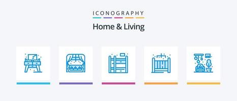 huis en leven blauw 5 icoon pak inclusief . leven. huis. huis. leven. creatief pictogrammen ontwerp vector