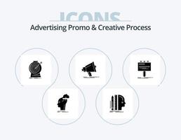 reclame promo en creatief werkwijze glyph icoon pak 5 icoon ontwerp. marketing. megafoon. maat. gericht op. doel vector