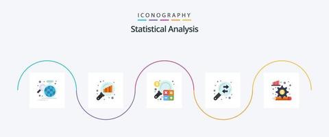 statistisch analyse vlak 5 icoon pak inclusief financiën. gegevens analyse. zoeken statistieken. bedrijf. financiën vector