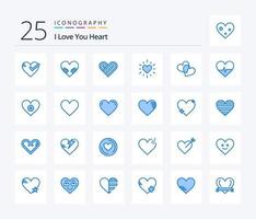 hart 25 blauw kleur icoon pak inclusief toevoegen. Leuk vinden. favorieten. liefde. hart vector