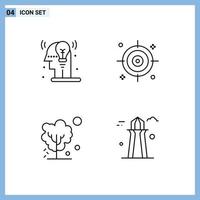 pictogram reeks van 4 gemakkelijk gevulde lijn vlak kleuren van creatief bodem idee doelwit opwarming bewerkbare vector ontwerp elementen