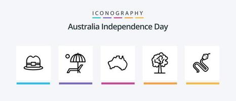 Australië onafhankelijkheid dag lijn 5 icoon pak inclusief boemerang. Australië. Australië. land. schip. creatief pictogrammen ontwerp vector