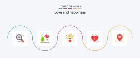 liefde vlak 5 icoon pak inclusief pin. hart. liefde. op slot doen. sleutel vector