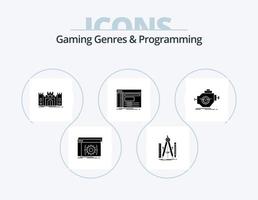 gaming genres en programmering glyph icoon pak 5 icoon ontwerp. paneel. beheerder. wiskunde. mijlpaal. fort vector