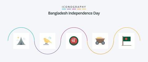 Bangladesh onafhankelijkheid dag vlak 5 icoon pak inclusief aziatisch. voedsel. mus. kar. bedrijf vector