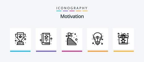 motivatie lijn 5 icoon pak inclusief kenteken. sociaal. controlelijst. beloning. positie. creatief pictogrammen ontwerp vector