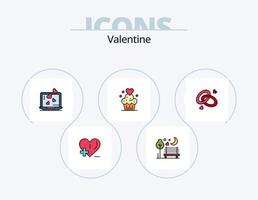 Valentijn lijn gevulde icoon pak 5 icoon ontwerp. diamant. dag. ring. valentijnskaarten. liefde vector