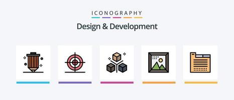 ontwerp en ontwikkeling lijn gevulde 5 icoon pak inclusief geometrie. ontwerp. voorwerpen. bron. ontwikkeling. creatief pictogrammen ontwerp vector