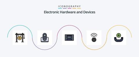 apparaten lijn gevulde vlak 5 icoon pak inclusief nieuwe. Wifi. apparaat. signaal. wijnoogst vector