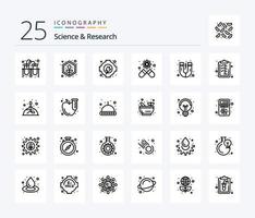 wetenschap 25 lijn icoon pak inclusief bedrijf. magneet. energie. attractie. geneeskunde vector