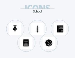 school- glyph icoon pak 5 icoon ontwerp. . medisch boek. markeerstift. onderwijs. schetsen vector