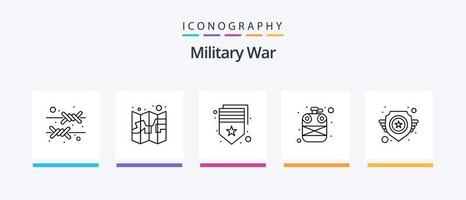 leger oorlog lijn 5 icoon pak inclusief schip. zicht. pistool. punt. doel. creatief pictogrammen ontwerp vector