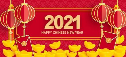 chinees nieuwjaar 2021 jaar van de os-banner vector