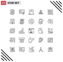 reeks van 25 modern ui pictogrammen symbolen tekens voor pijl hou op menu wegversperring bescherming bewerkbare vector ontwerp elementen