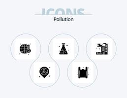 verontreiniging glyph icoon pak 5 icoon ontwerp. vervuiling. stad. gas. afval. verontreiniging vector