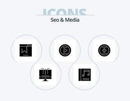 seo en media glyph icoon pak 5 icoon ontwerp. ui. element. bladwijzer. Speel. toon vector