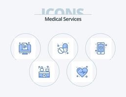 medisch Diensten blauw icoon pak 5 icoon ontwerp. geneesmiddel. ziekenhuis. medisch. Gezondheid. tablet vector