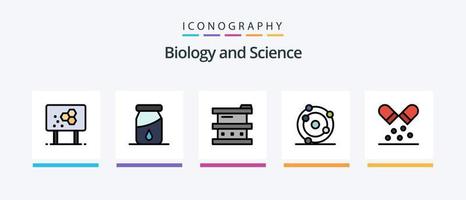 biologie lijn gevulde 5 icoon pak inclusief apotheek. ziekenhuis. biochemie. gips. potlood. creatief pictogrammen ontwerp vector