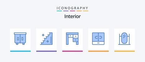 interieur blauw 5 icoon pak inclusief interieur. vloer. bureau. interieur. decor. creatief pictogrammen ontwerp vector