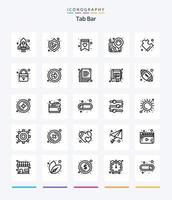 creatief tab bar 25 schets icoon pak zo net zo zeker. Gesloten. wens lijst. oplossing. complex vector