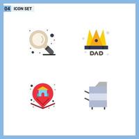 universeel icoon symbolen groep van 4 modern vlak pictogrammen van vind eigendom kroon koning kopieerapparaat bewerkbare vector ontwerp elementen