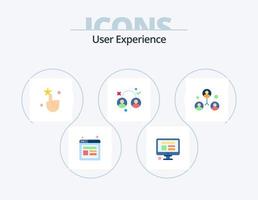 gebruiker ervaring vlak icoon pak 5 icoon ontwerp. team. groep. koppel. sociaal media. testen vector