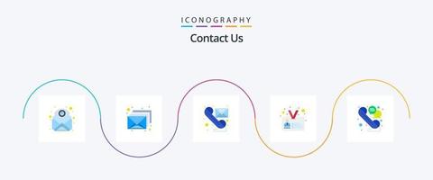 contact ons vlak 5 icoon pak inclusief gebruiker. identificatie. omhullen. ID kaart. sturen vector