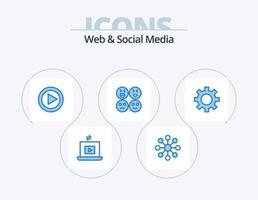 web en sociaal media blauw icoon pak 5 icoon ontwerp. . instelling. Speel. versnelling. verdrietig vector