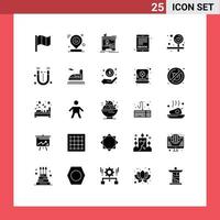 groep van 25 solide glyphs tekens en symbolen voor liefde bord dimensionaal internet boek ebook bewerkbare vector ontwerp elementen