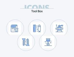 gereedschap blauw icoon pak 5 icoon ontwerp. bouw. heerser. borstel. potlood. tekening vector