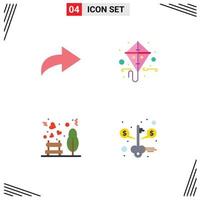 4 vlak icoon concept voor websites mobiel en apps pijl picknick vlieger tuin geld bewerkbare vector ontwerp elementen