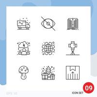 modern reeks van 9 contouren pictogram van Internationale aan het leren visie wolk overboeking bewerkbare vector ontwerp elementen