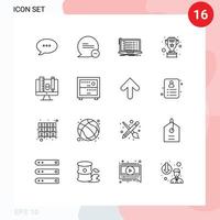 modern reeks van 16 contouren pictogram van onderwijs ster app zilver prijs bewerkbare vector ontwerp elementen