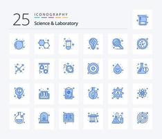 wetenschap 25 blauw kleur icoon pak inclusief zoeken. molecuul. test buis. atoom. model- vector