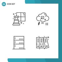 reeks van 4 modern ui pictogrammen symbolen tekens voor schaak gegevens wolk pijl server bewerkbare vector ontwerp elementen