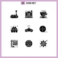universeel icoon symbolen groep van 9 modern solide glyphs van bril supermarkt ticket voedsel ei bewerkbare vector ontwerp elementen