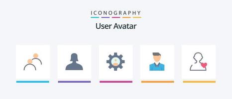 gebruiker vlak 5 icoon pak inclusief liefde. profiel. controles. persoon. menselijk. creatief pictogrammen ontwerp vector