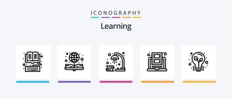 aan het leren lijn 5 icoon pak inclusief online. onderwijs. onderwijs. online boek. e boek. creatief pictogrammen ontwerp vector