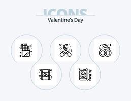 valentijnsdag dag lijn icoon pak 5 icoon ontwerp. . romantiek. hand. Geschenk. partij vector