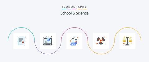 school- en wetenschap vlak 5 icoon pak inclusief schaal. energie. chemie. wind. ventilator vector